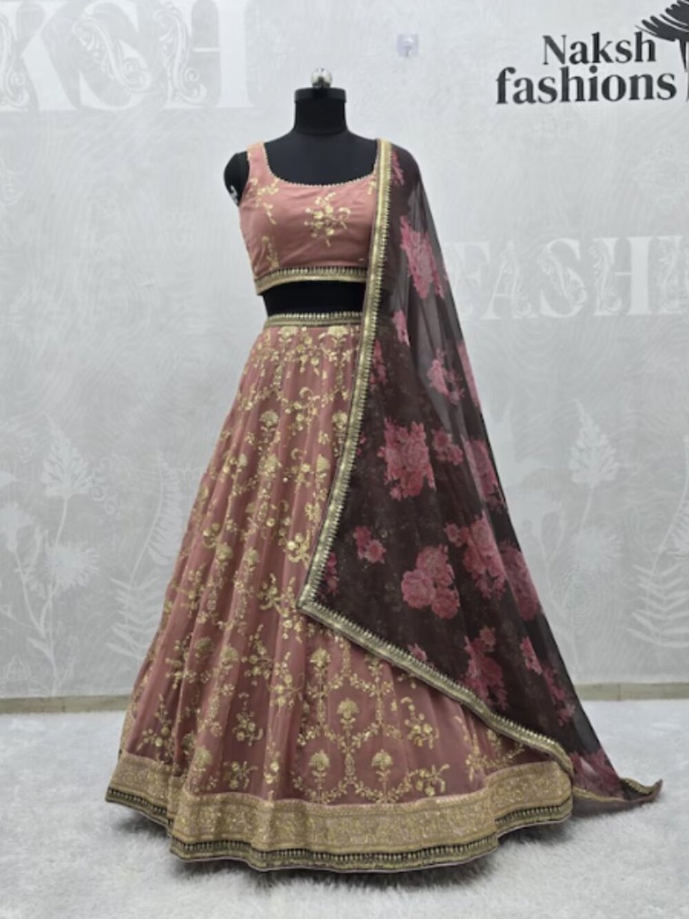 Mauve Georgette Lehenga Choli (Semi-stitched)